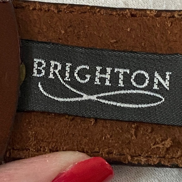 Brighton Belt Brown Leather & Ornate Silver Link Sz M 49809 - Picture 6 of 7